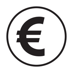 euro sign icon outline collection in black and on white background