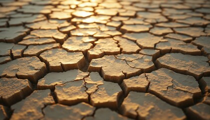 Ancient limestone formations with intricate patterns and cracks illuminated by golden light.