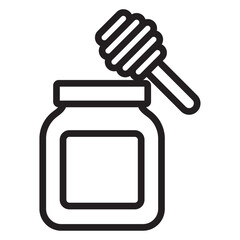 Honey jar with dipper icon outline collection in black and on white background