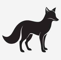 fox silhouette vector art illustration, vector illustration of a fox