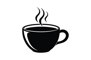 Silhouette art design of a large coffee mug filled to the brim.eps