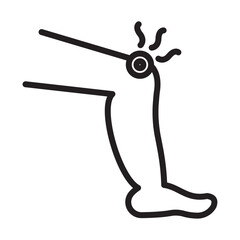 Knee pain icon outline collection in black and on white background