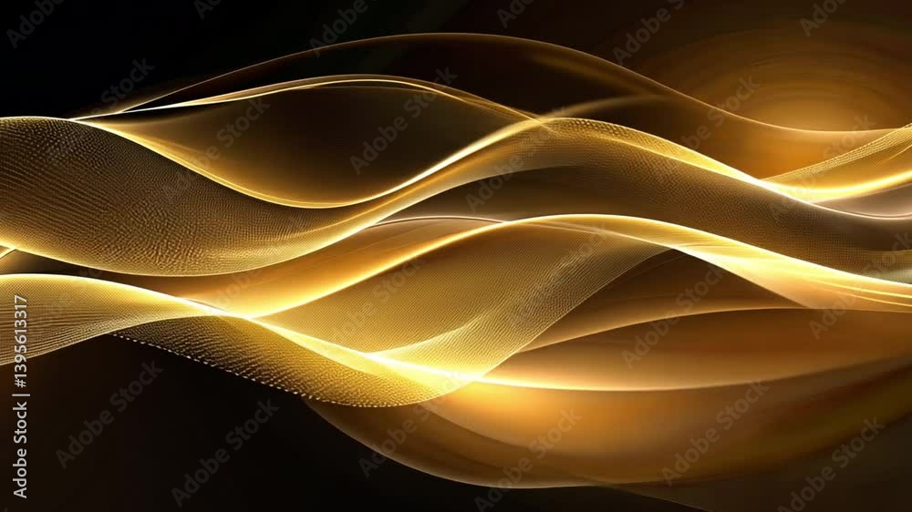 Poster abstract golden waves with flowing lines and smooth curves create mesmerizing visual effect, embodyi