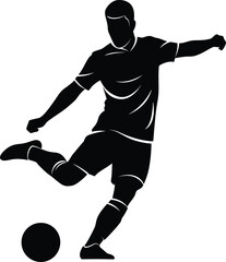 Naklejka premium Soccer Player Kicking Ball Silhouette in Dynamic Action Pose
