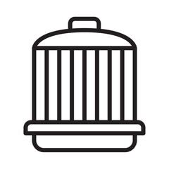 Pet cage icon outline collection in black and on white background