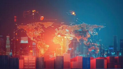 Fototapeta premium Modern infographic of global tariffs triggering market downturn