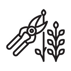 Pruning icon outline collection in black and on white background