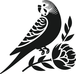 Budgerigar bird silhouette vector