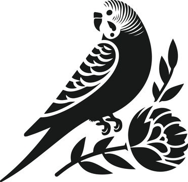 Budgerigar bird silhouette vector