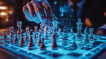 Strategic digital chess game showcasing future technology.
