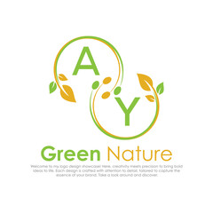 initial monogram logo for Green nature With circle shape creative design.

