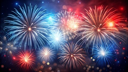 Naklejka premium 4th july fireworks in the night sky