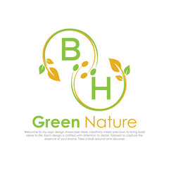 initial monogram logo for Green nature With circle shape creative design.

