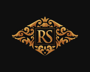Luxury Letter RS symbol, Luxury template flourishes calligraphic elegant ornament