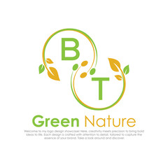 initial monogram logo for Green nature With circle shape creative design.

