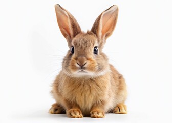 Fototapeta premium Easter Bunny, White Background, Fluffy Tail, Cute, Spring Holiday, Isolated