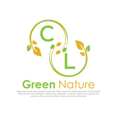 initial monogram logo for Green nature With circle shape creative design.

