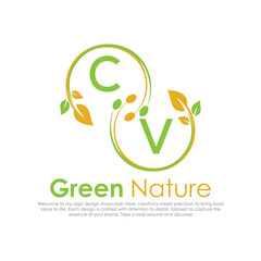 initial monogram logo for Green nature With circle shape creative design.

