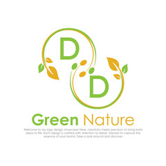 initial monogram logo for Green nature With circle shape creative design.

