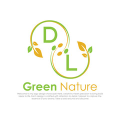 initial monogram logo for Green nature With circle shape creative design.

