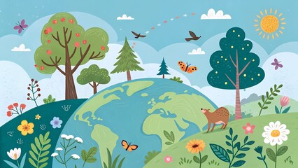 Recycle and Earth Love Clipart – Mother Earth Day Concept

