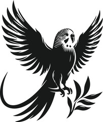 Budgerigar bird silhouette vector