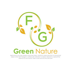 initial monogram logo for Green nature With circle shape creative design.

