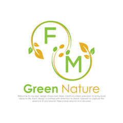 initial monogram logo for Green nature With circle shape creative design.

