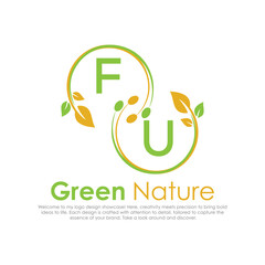 Fototapeta premium initial monogram logo for Green nature With circle shape creative design.