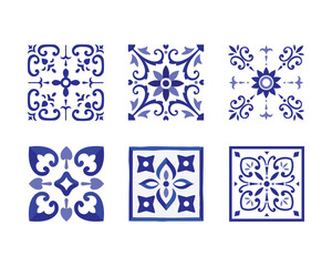ceramic tile pattern, Porcelain decorative background design, blue and white floral decor