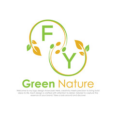 initial monogram logo for Green nature With circle shape creative design.

