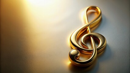 Elegant Gold Treble Clef on Black: Musical Note Stock Photo