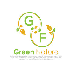 initial monogram logo for Green nature With circle shape creative design.


