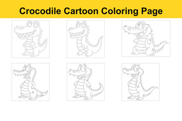 Fototapeta premium Cute Crocodile Cartoon Coloring Page For Kids