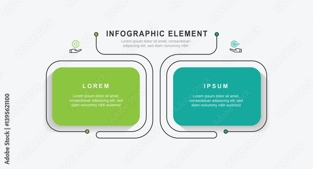 Poster 2 step infographic template vector element with line connected and columns suitable for business information and web presentation