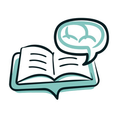 Open Book with Speech Bubble Illustrating Communication  