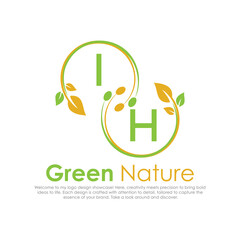 Fototapeta premium initial monogram logo for Green nature With circle shape creative design.