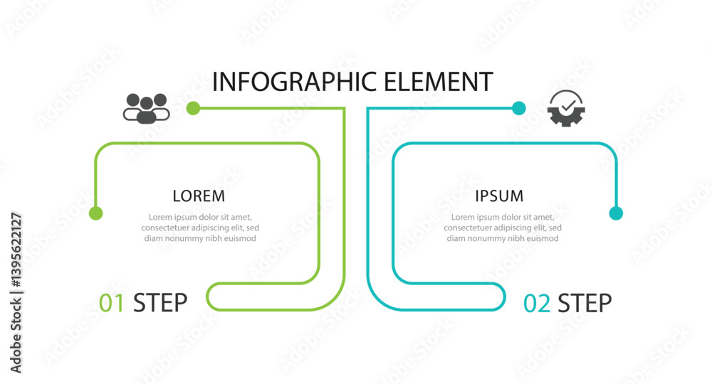 Poster 2 step line infographic template vector element