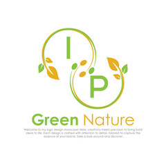 Fototapeta premium initial monogram logo for Green nature With circle shape creative design.