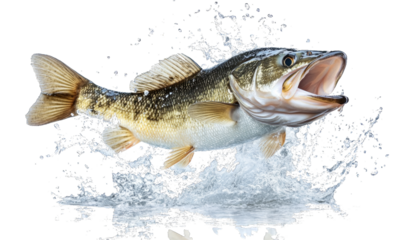Freshwater Fishing Splash on transparent background