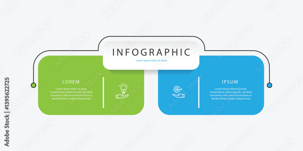 Aufkleber 2 step infographic template vector element with line style and 2 column suitable for business information and banner presentation