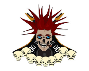 Grunge Punk Style Skull Face With Guitar And Speaker