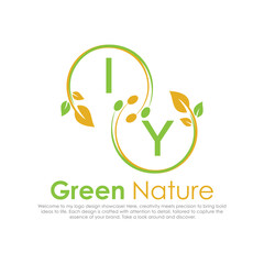 initial monogram logo for Green nature With circle shape creative design.

