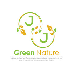 initial monogram logo for Green nature With circle shape creative design.

