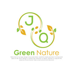 initial monogram logo for Green nature With circle shape creative design.

