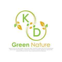 initial monogram logo for Green nature With circle shape creative design.

