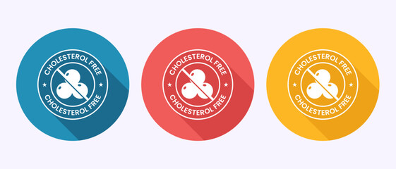 Cholesterol free icon, Cholesterol free logo badge label in shadow button design