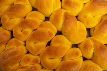 Sfintisori .Romanian cuisine. Homemade Mucenici, traditional desserts made in the figure 8