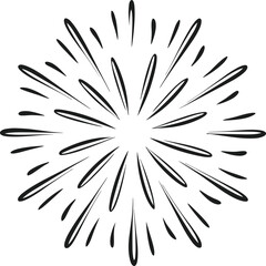 Naklejka premium Minimal Firework Burst Silhouette Vector – Festive Radial Spark Explosion Graphic