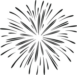 Obraz premium Hand-Drawn Firework Silhouette Vector – Radiating Burst Design for Celebrations
